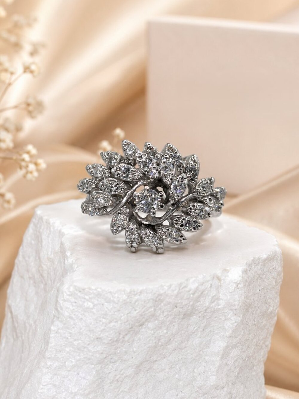 Floral Diamond Statement Ring